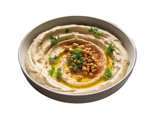 Isolated of creamy hummus in bowl 