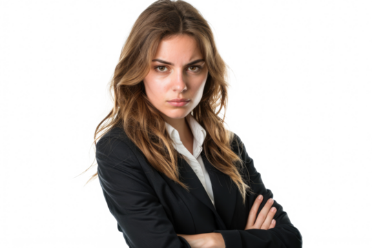 angry business woman isolated on white or transparent png - Powered by Adobe