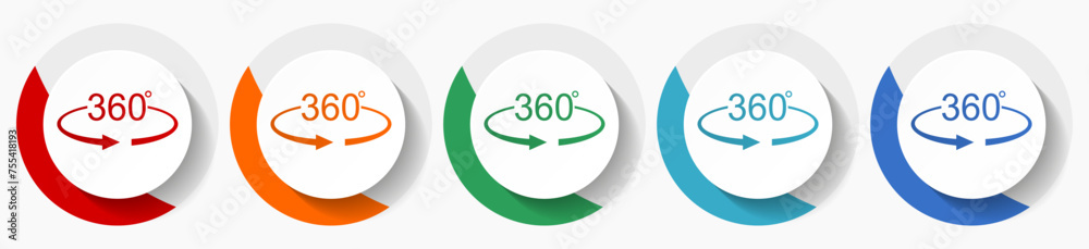 Poster panorama 360 vector icon set, flat icons for logo design, webdesign and mobile applications, colorfu