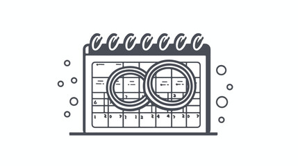 monochrome contour calendar with two rings vector illustration