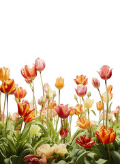 Isolated of tulips flowers plant border