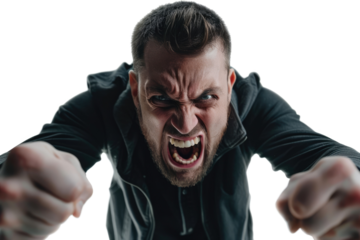 angry man isolated on white or transparent png