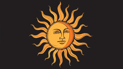 Sun Flat Icon On Black Background flat vector isolated
