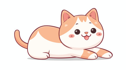 This is my drawing for a cat with kawaii style . flat