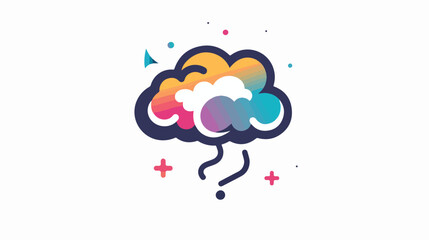 Thought cloud with lines flat vector icon flat vector