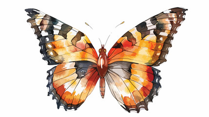 Tropical butterfly on white. Watercolor flat vector i