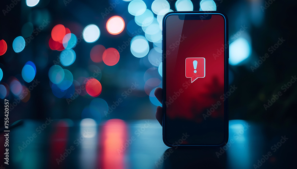 Poster notification icon warning about smartphone security.