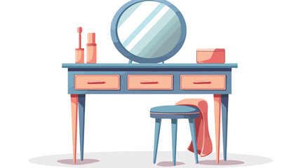 Two finger blusher on a cartoon dressing table flat vector