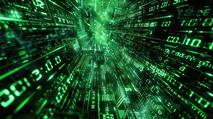 Three dimensional matrix code green numbers