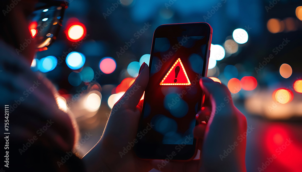 Poster notification icon warning about smartphone security.
