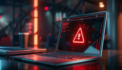 notification icon warning about laptop security.