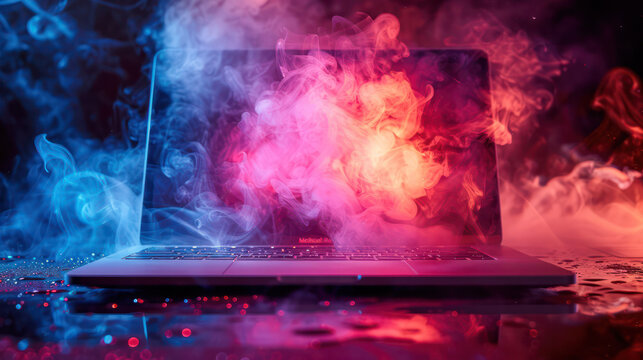 A laptop smoke neon light. - Powered by Adobe
