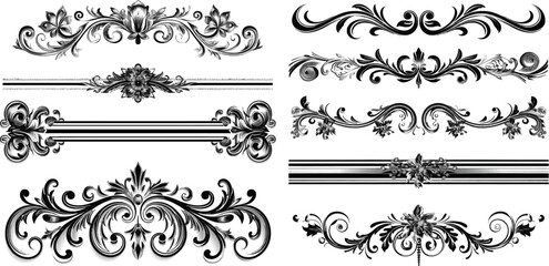 Vector set of decorative elements, border and page rules