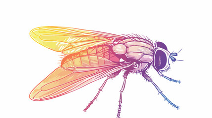 warm gradient line drawing of a cartoon fly flat vector
