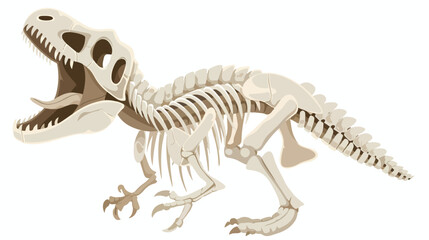 Fototapeta na wymiar white dinosaur skeleton with open mouth flat vector