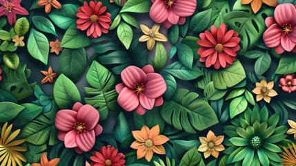 Fototapete Rund Blooms and foliage of spring pattern © Balerinastock
