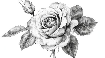 Graceful Lines. A Simple Yet Elegant Line Drawing of a Rose, Capturing the Delicate Beauty of Nature.