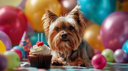 birthday. a small puppy in a festive cap sits next to a birthday cake,Brown Chihuahua Dog Birthday Party and Meat Cake with Burning Candle,portrait of shih tzu with a birthday cake


