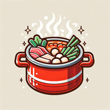 vector image of a steaming hot pot