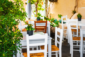 National greek cafe in Santorini island, Greece