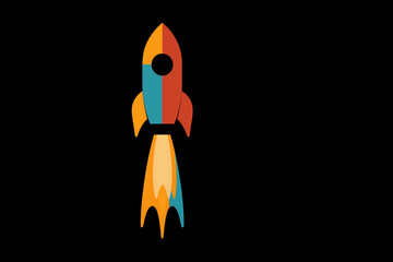 Rakete als Cartoons Zeichnung in leuchtenden Farben mit Platzhalter, ai generativ