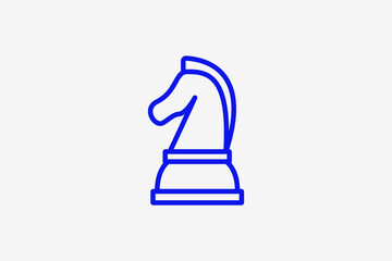 chess horse illustration in line style design. Vector illustration.