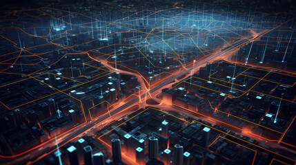 Fototapeta na wymiar City map illustration, location and technology concept