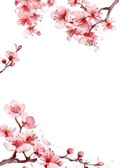 An elegant watercolor painting of delicate cherry blossoms on a white background, perfect for spring-themed designs and invitations. 