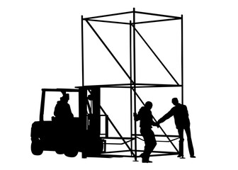 Work cars for cargo indusrty. Silhouettes on white background - 755427918