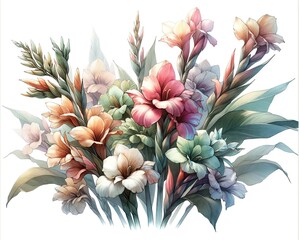 Obraz premium Watercolor illustration of Canna flowers