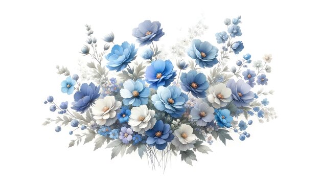 Watercolor illustration of Blue Tango flowers