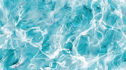 an abstract, fluid pattern in shades of turquoise and white, resembling rippling water or marbled...