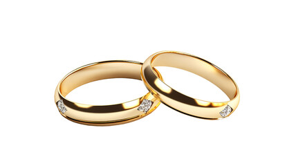 Gold rings for marriage isolated on pure white background