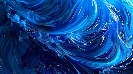an abstract swirling pattern of various shades of blue paint, evoking the fluidity and depth of the...
