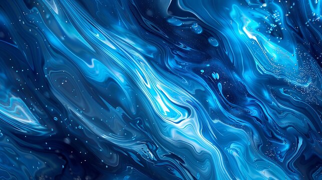 an abstract swirling pattern of various shades of blue paint, evoking the fluidity and depth of the ocean.