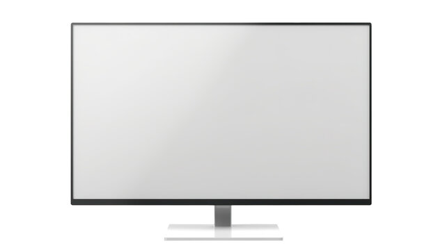  LCD monitor and empty white flat tv screen isolated on transparent background