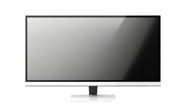  LCD monitor and empty white flat tv screen isolated on transparent background