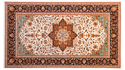 decorative carpet on the ground, isolated against a pure white background