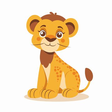 Cute Cartoon Lion Cub in Jungle, Svg Vector Clipart