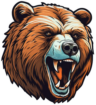 Kodiak grizzly bear colorful cartoon sticker