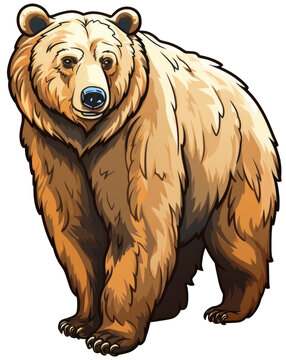 Kodiak grizzly bear colorful cartoon sticker