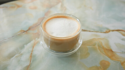 latte coffee on marble table