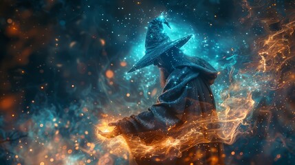 Sorcerer's apprentice learning spells and enchantments - obrazy, fototapety, plakaty