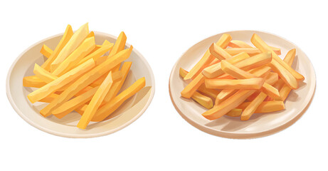 French fries with ketchup on transparent background