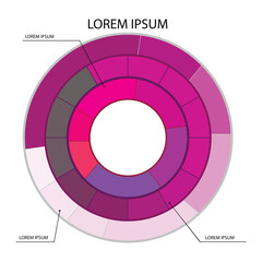 Circle chart infographic template with many options for presentations, advertising, layouts, annual reports. Vector illustration.