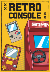 Vector Illustration of Retro Gaming Consoles with Vintage Hand Drawing Style Available for Poster
