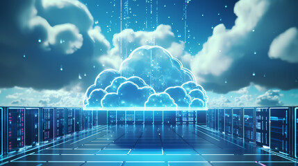 The future technology of cloud computing is imaginative - obrazy, fototapety, plakaty