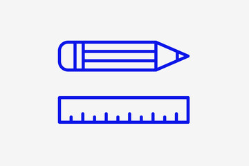 pencil and ruler illustration in line style design. Vector illustration.	