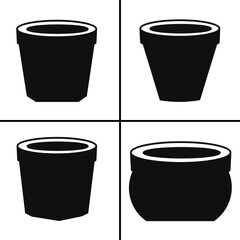 Vector black and white illustration of pots icon for business. Stock vector design.