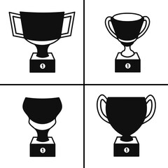 Vector black and white illustration of trophy icon for business. Stock vector design.